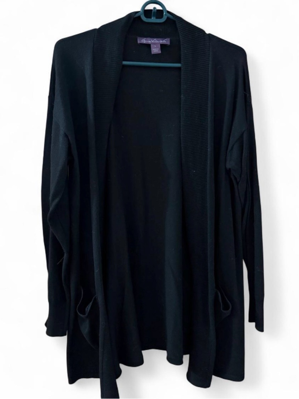 Gloria Vanderbilt Black Open-Front Cardigan